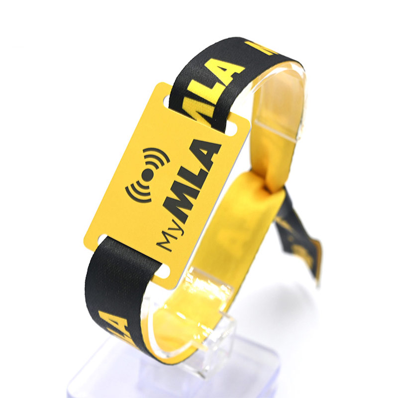 Custom RFID Fabric Wristband with small pvc card 11