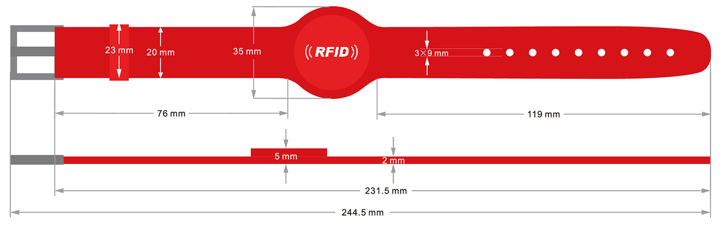 G09 RFID Silicone Wristband size 1442