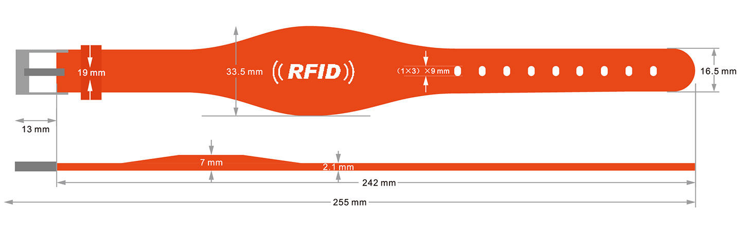 G11 RFID Silicone Wristband size 1442