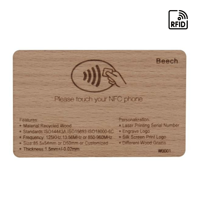 RFID Beech wooden card