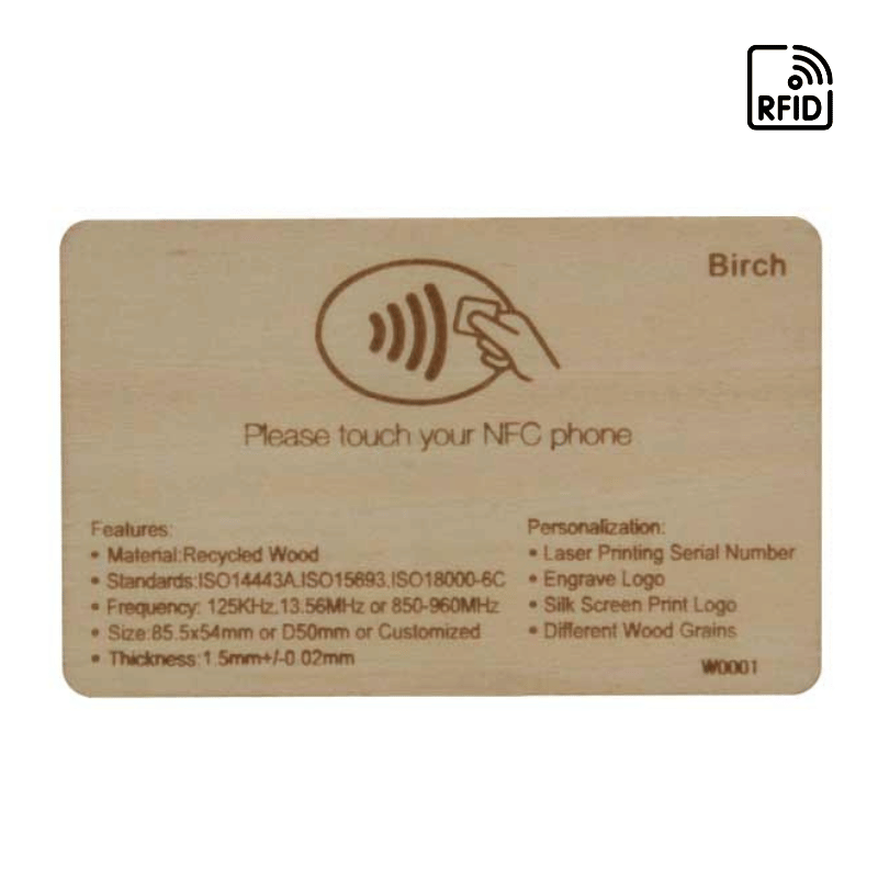 RFID Birch wooden card