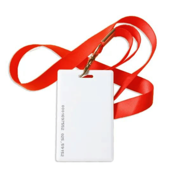 clamshell card with lanyard