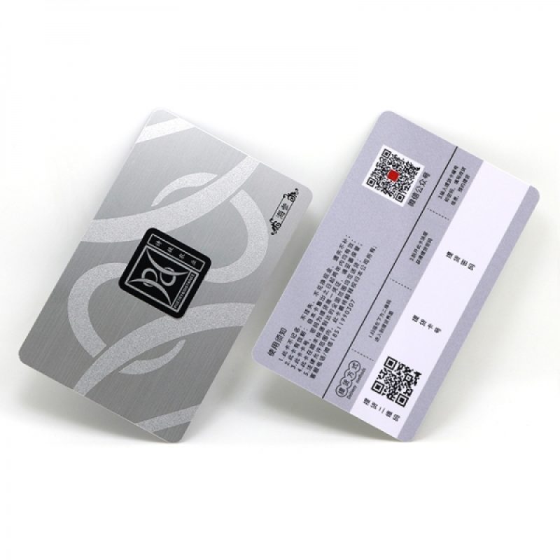 Plastic card with brush silver UV Print 2d barcode 3