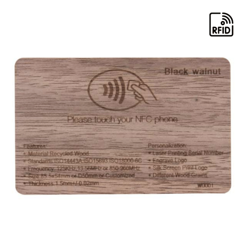 RFID Black walnut wooden card