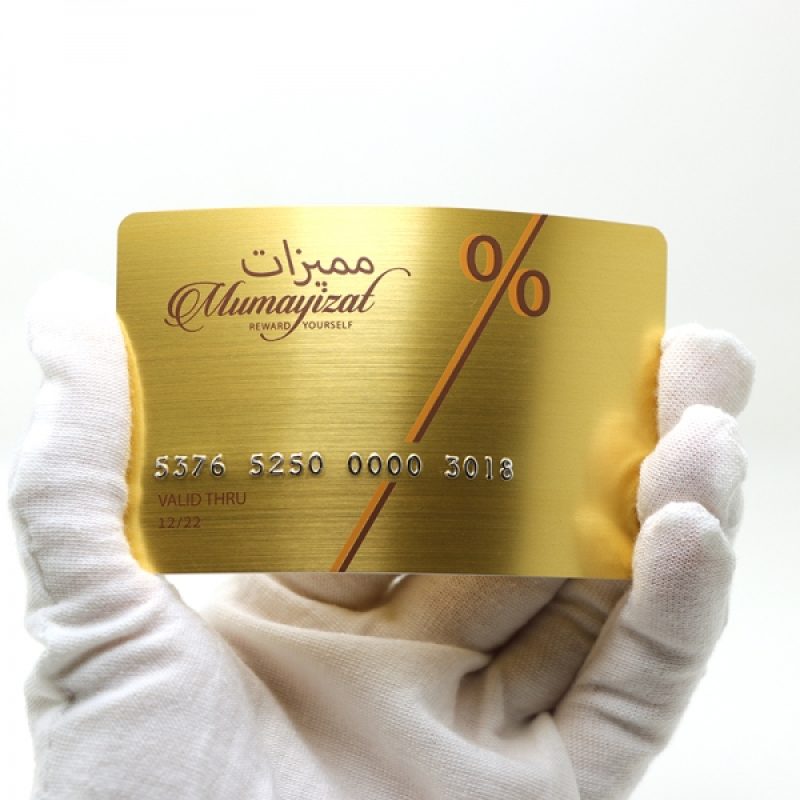 plastic card with brush gold Embossing number 2d barcode 1