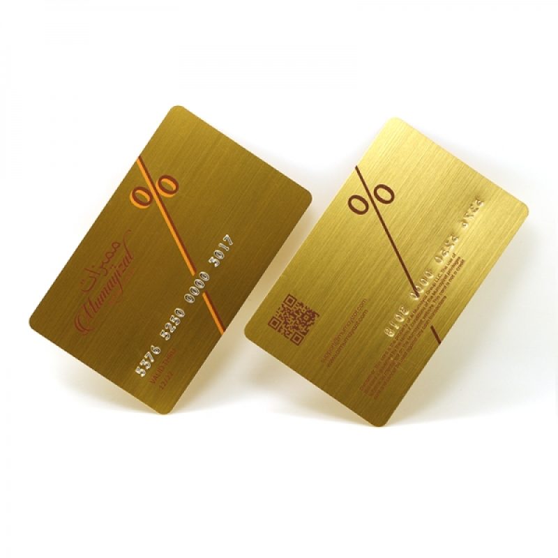 plastic card with brush gold Embossing number 2d barcode 2