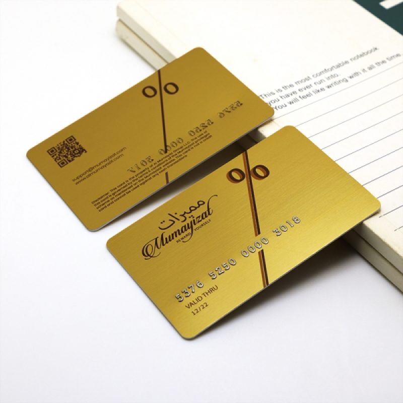 plastic card with brush gold Embossing number 2d barcode 4