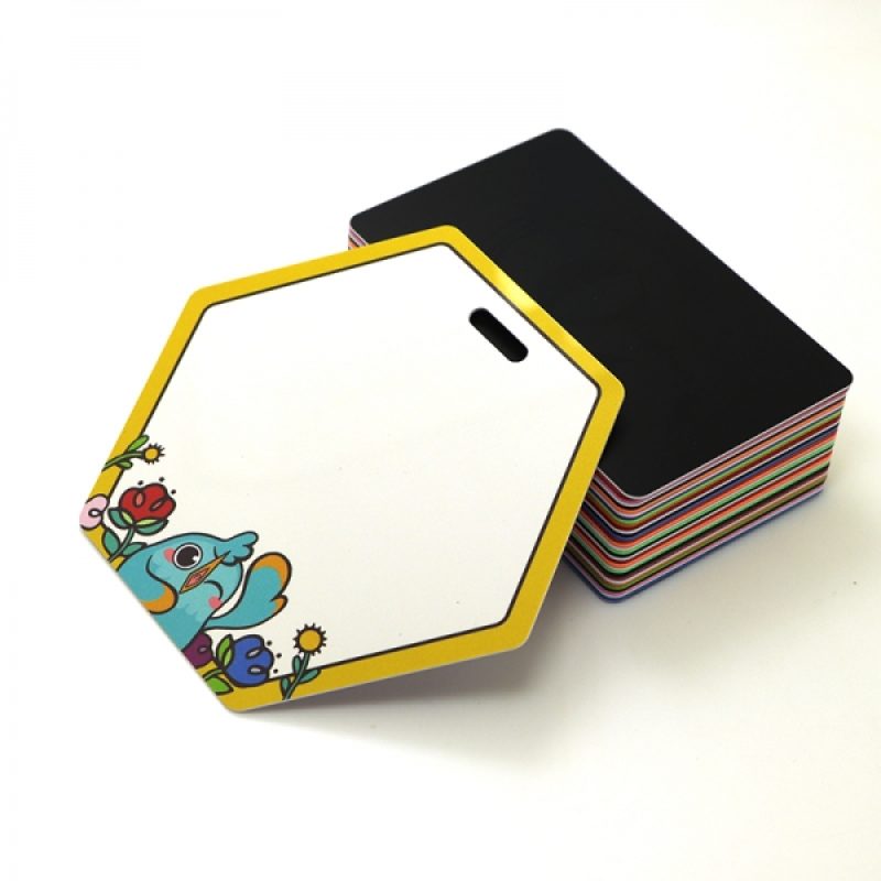 plastic card with hexagonal shape